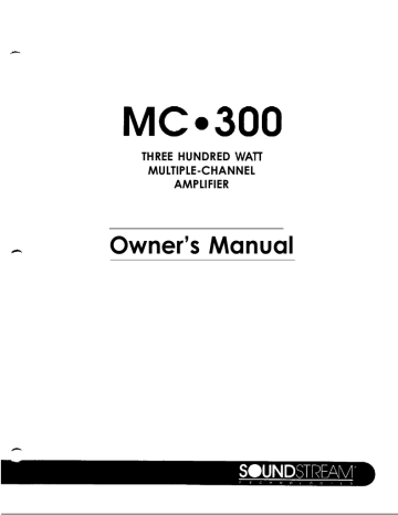 Soundstream MC-300 Owner's Manual | Manualzz