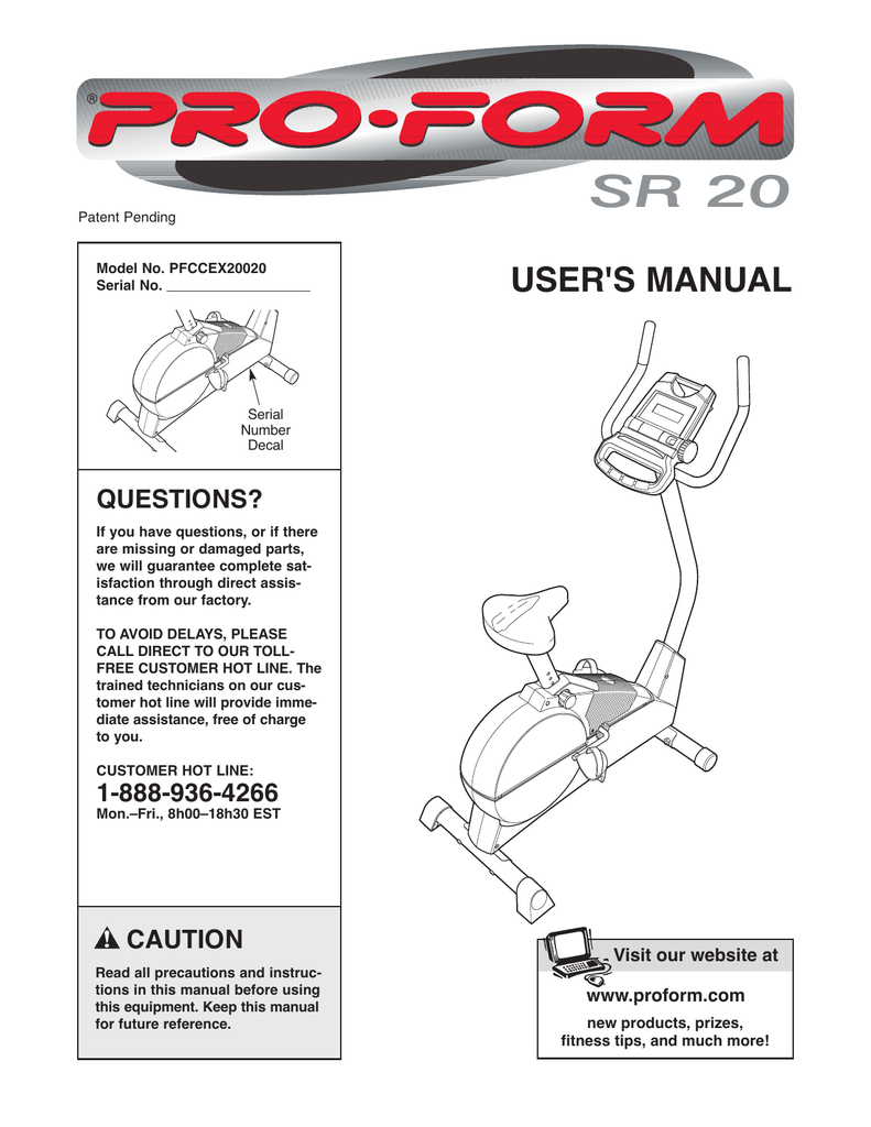 Proform stationary bike discount manual