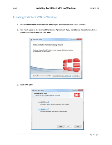 forticlient vpn only install