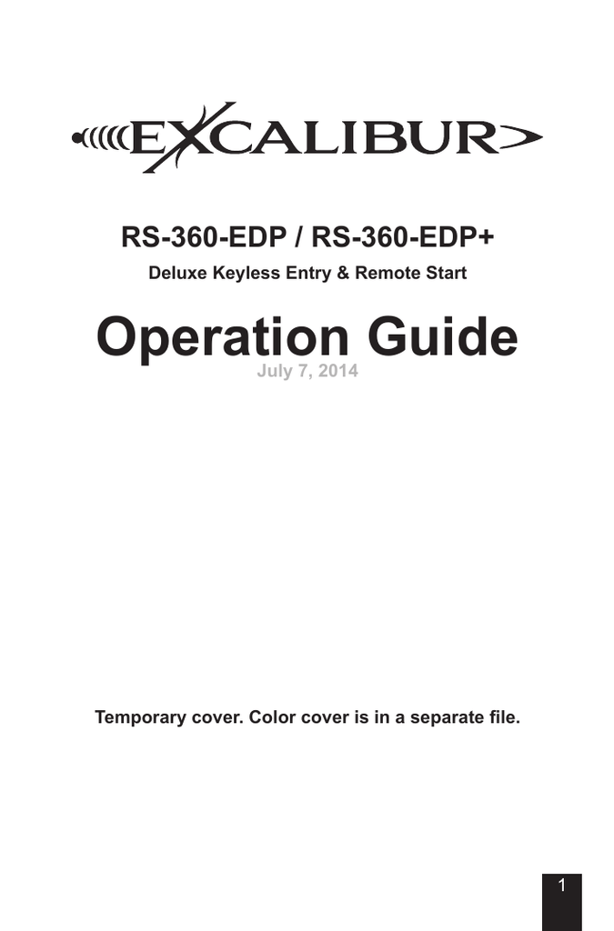 Excalibur RS-360-EDP+ Operation Manual | Manualzz