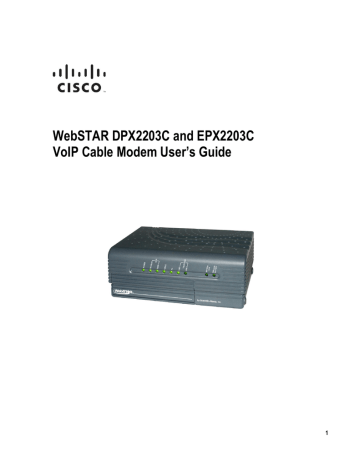 WebSTAR Model DPX2203C and EPX2203C VoIP Cable Modem | Manualzz