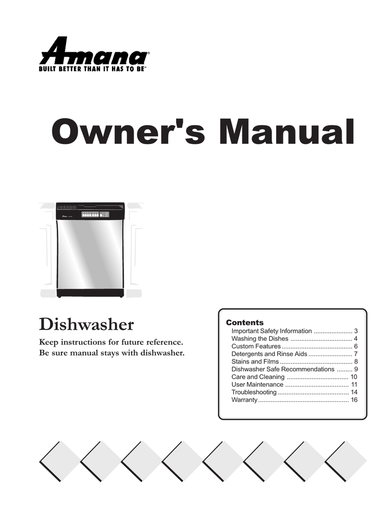 Amana Dishwasher Repair Manual Manualzz