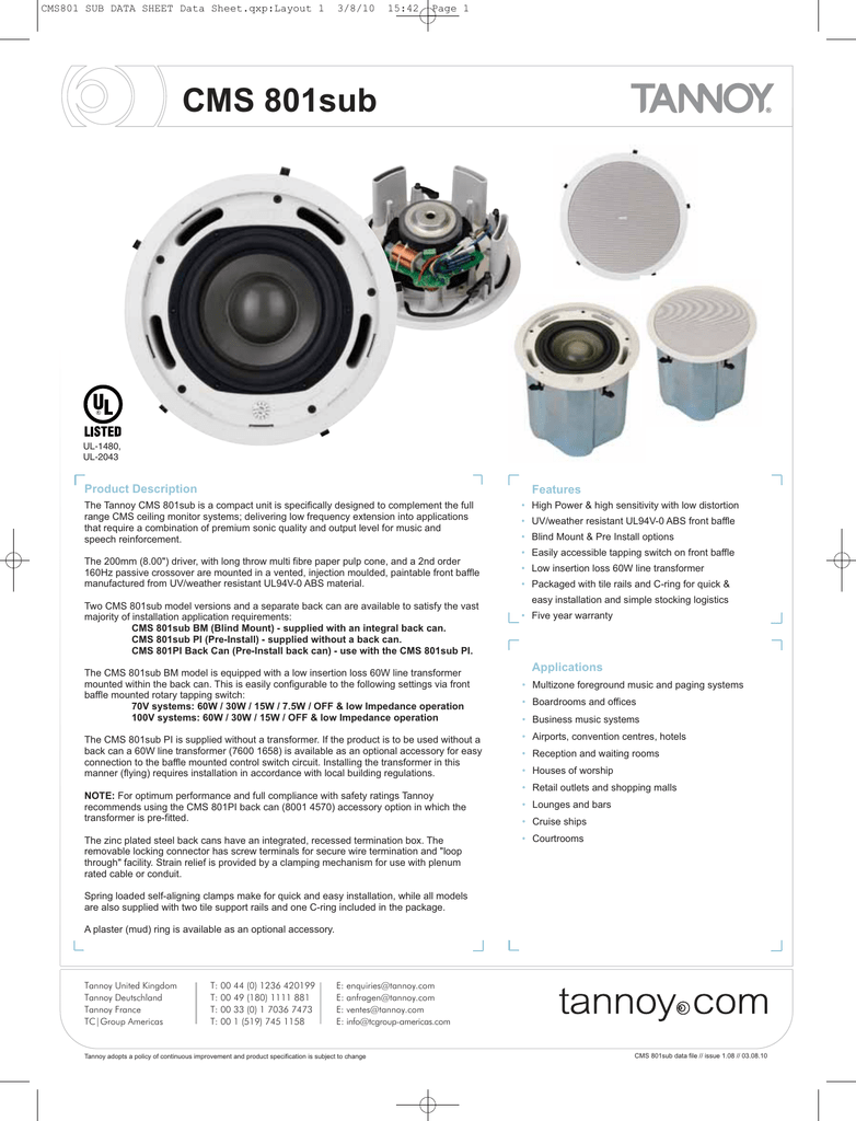 tannoy cms 801