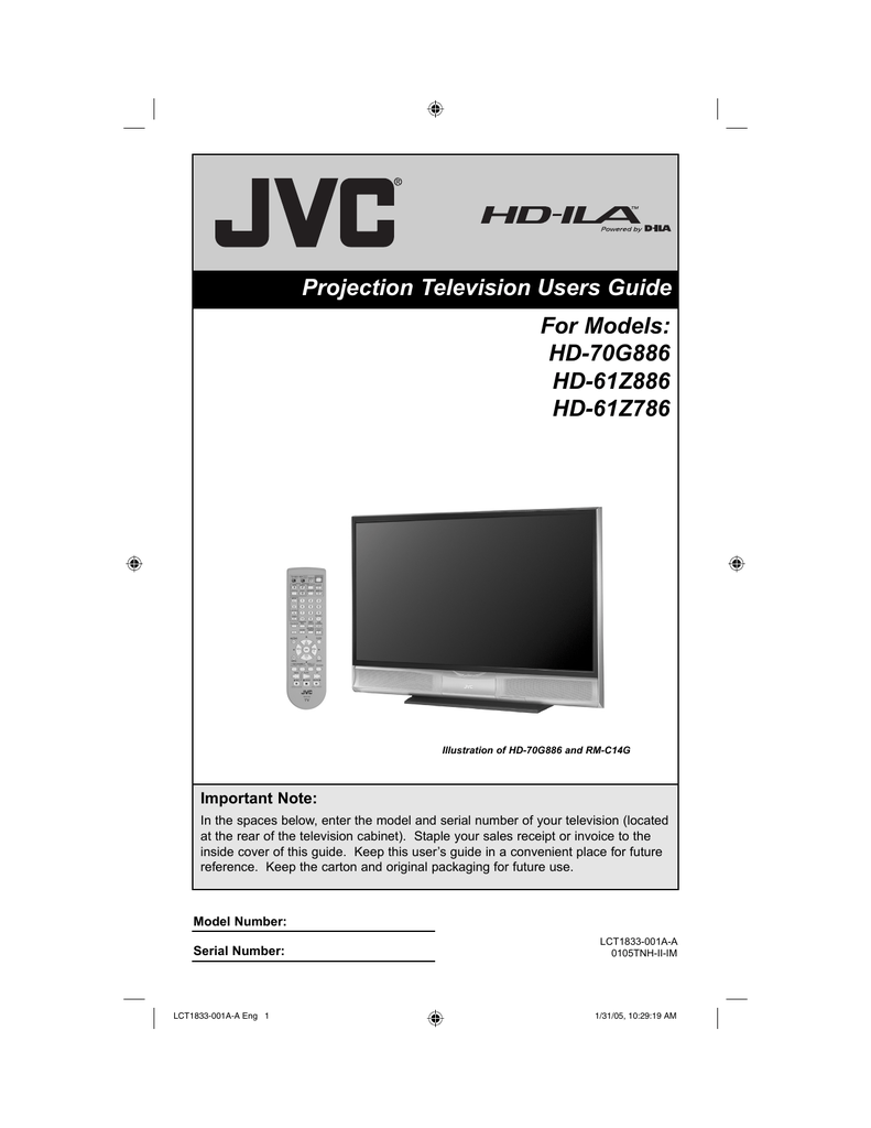 JVC HD-70G886 CRT Television User manual | Manualzz