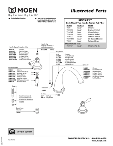 Moen Kingsley 2-Handle Deck-Mount Roman Tub Trim Kit in Chrome (Valve ...