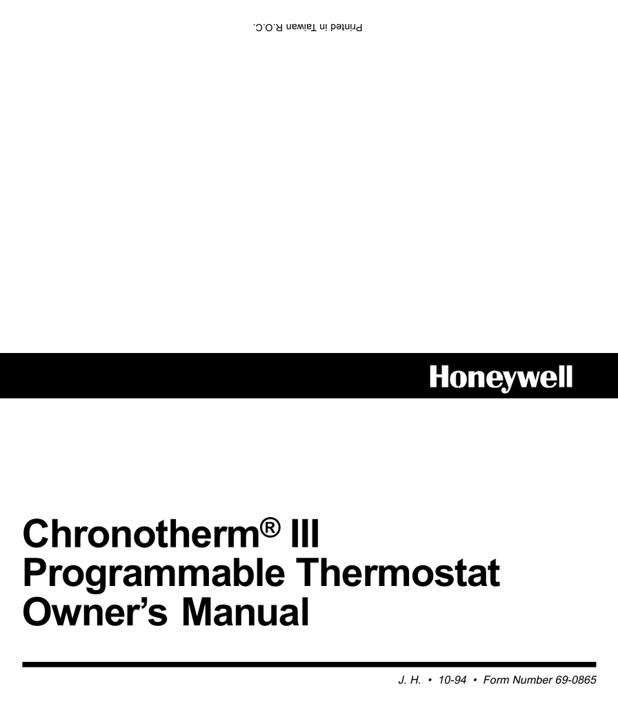 690865 Chronotherm® III Programmable Thermostat Manualzz