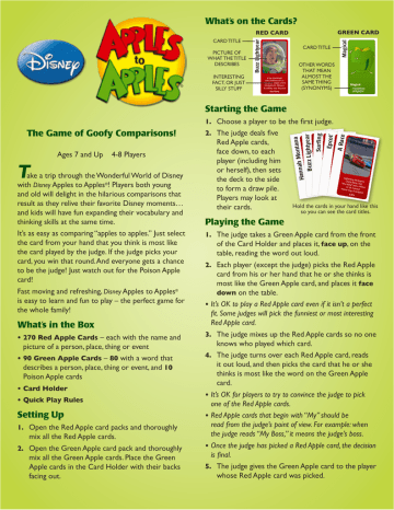 Mattel Disney Apples To Apples The Game Of Goofy Comparisons Instruction Sheet Manualzz Mattel Disney Apples To Apples The Game Of Goofy Comparisons Instruction Sheet Manualzz