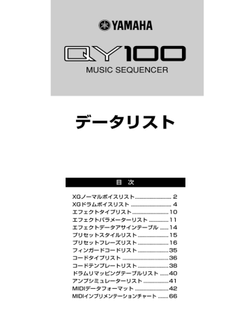 データリスト Yamaha Corporation Midiデータフォーマット