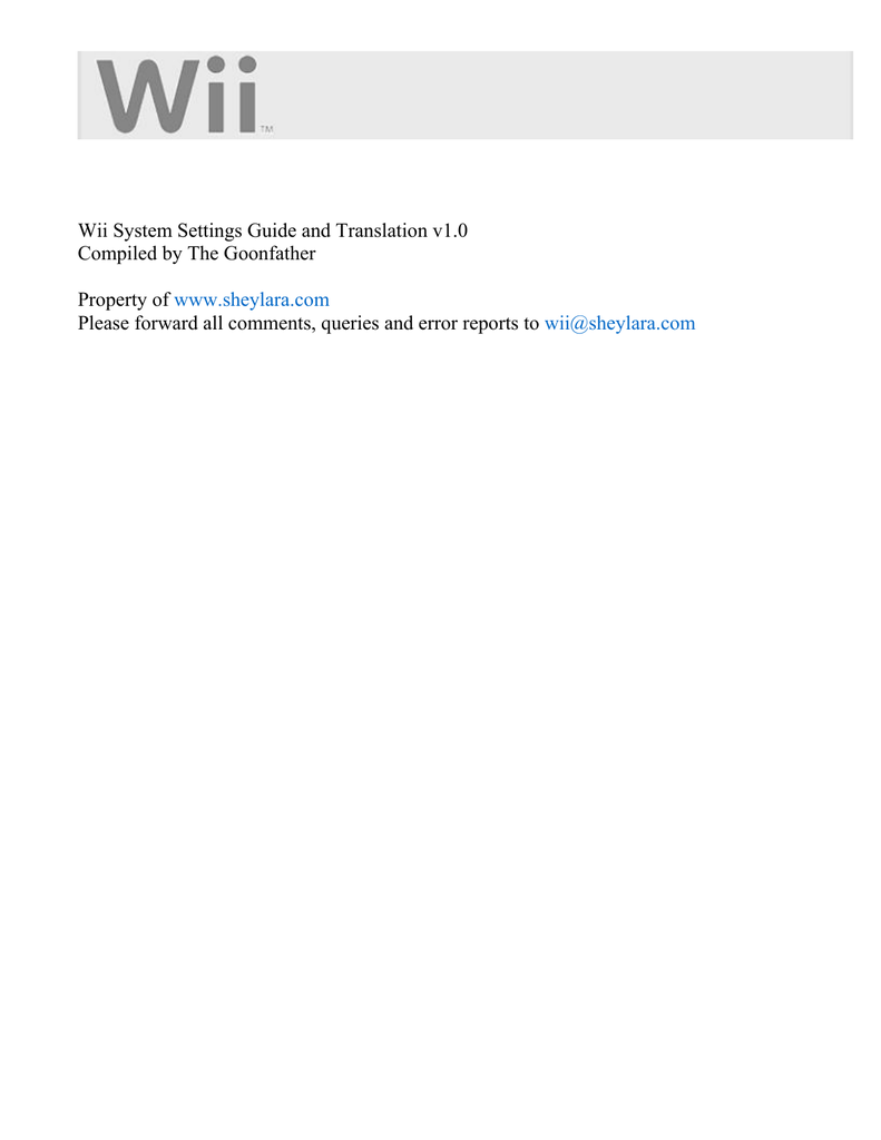 Wii System Settings Guide And Translation V1 0 Compiled Manualzz