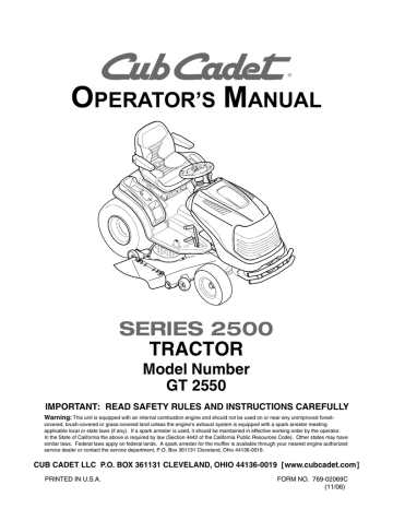 Cub Cadet Gt 2550 User Manual Manualzz