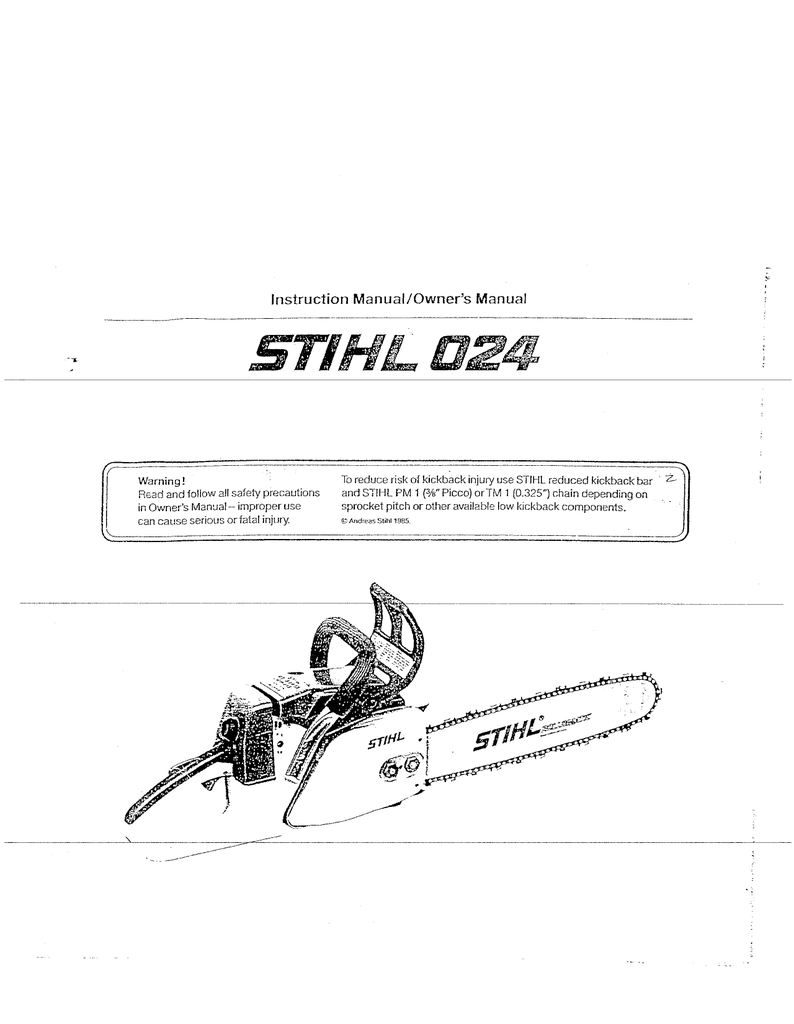 Stihl 024 Owners Instruction Manual Manualzz