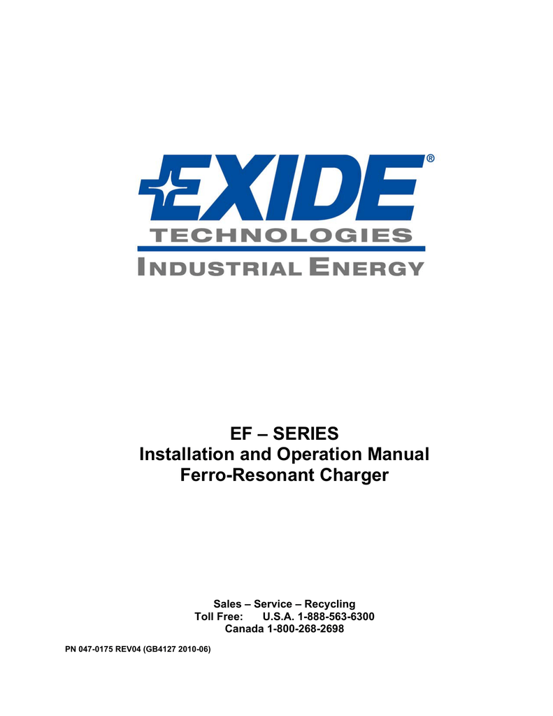 EF – SERIES Installation and Operation Manual Ferro | Manualzz