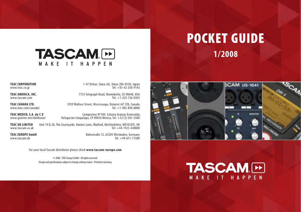 Tascam Pocketguide 1 08 Manualzz