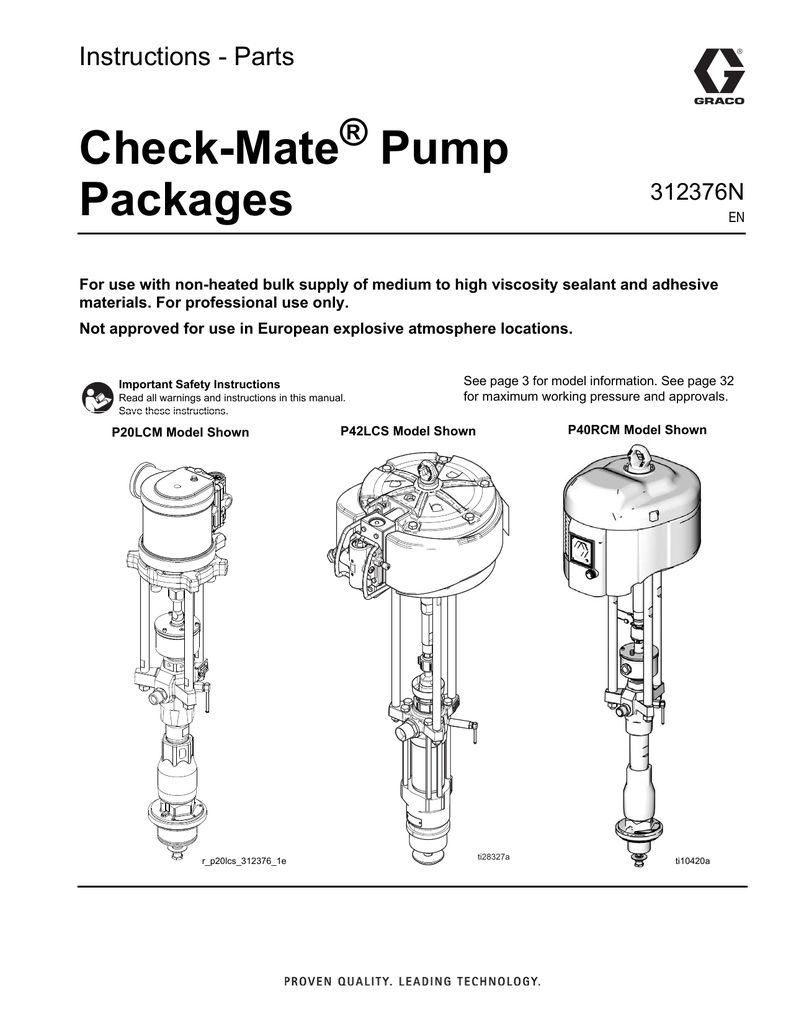 CheckMate Pump Packages, InstructionsParts, English Manualzz