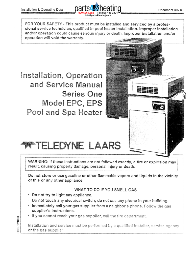 Teledyne Laars Pool Heater Manual / Epm Manual Parts4heating Com ...