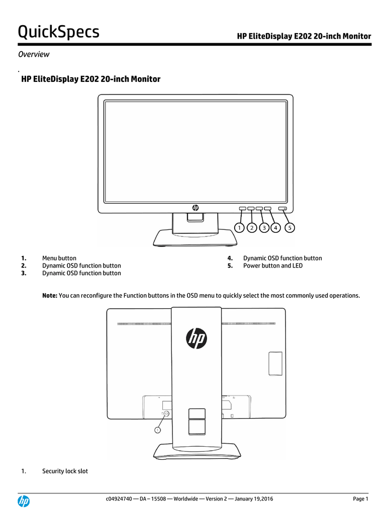 HP EliteDisplay E202 20\