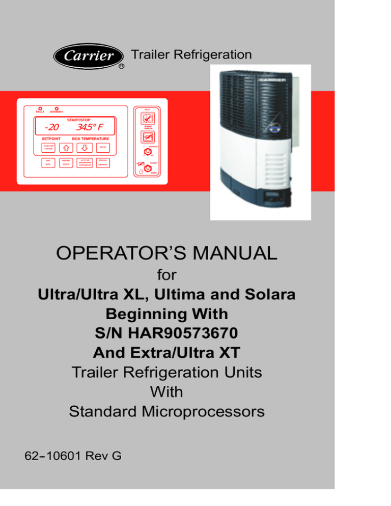 operator`s manual - Carrier Transicold Dealer Extranet | Manualzz