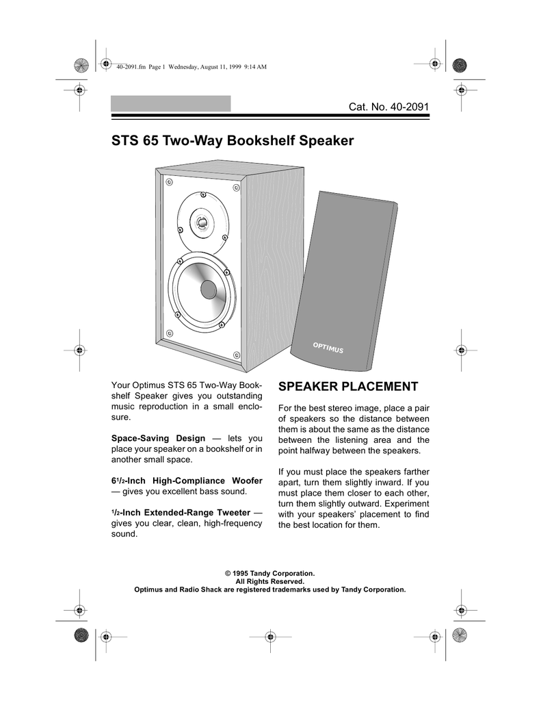 Sts 65 Two Way Bookshelf Speaker Help Manualzz