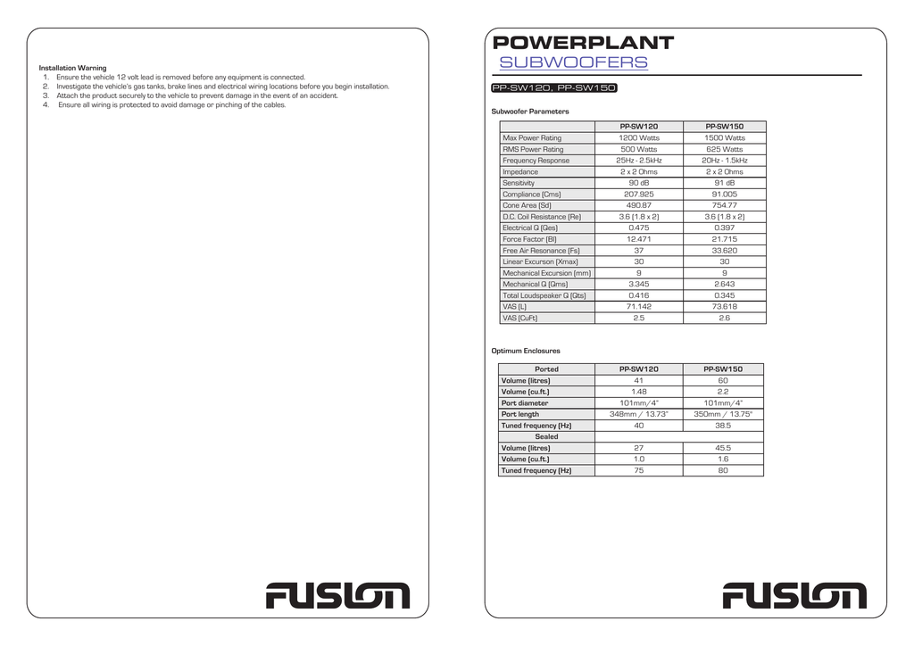 fusion powerplant subwoofer