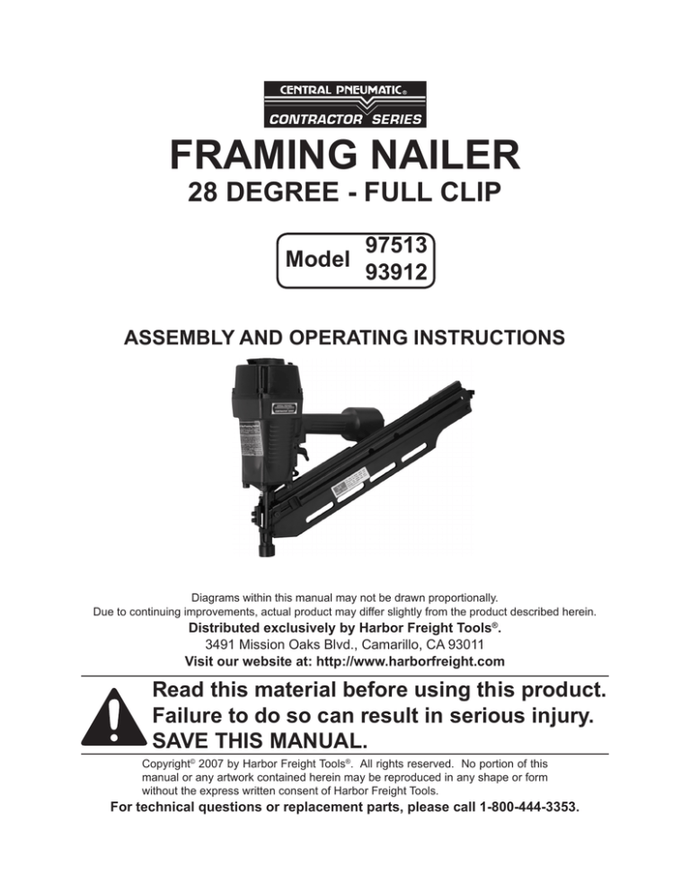 framing nailer Harbor Freight Tools Manualzz