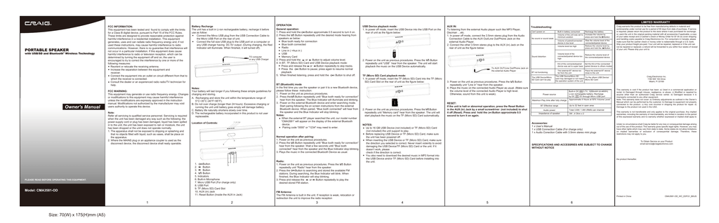 Craig CMA3581, CMA3581-OD Owner's manual | Manualzz