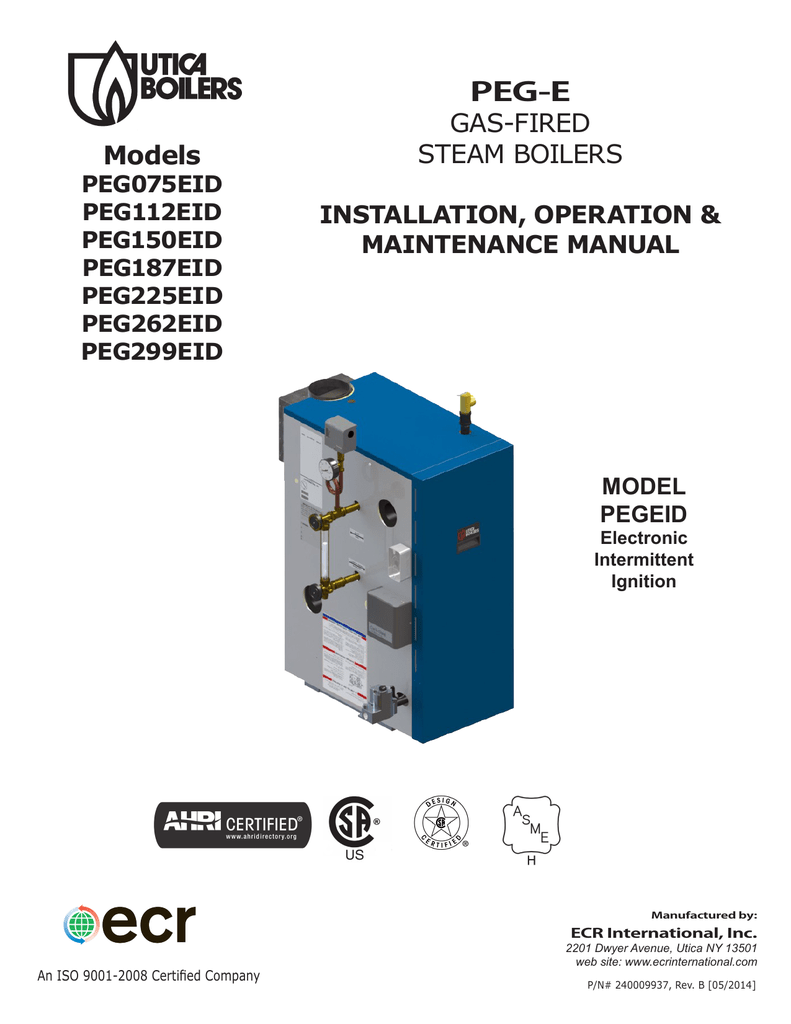 Utica Boilers PEGE Gas Steam Boiler Installation & Operation Manual