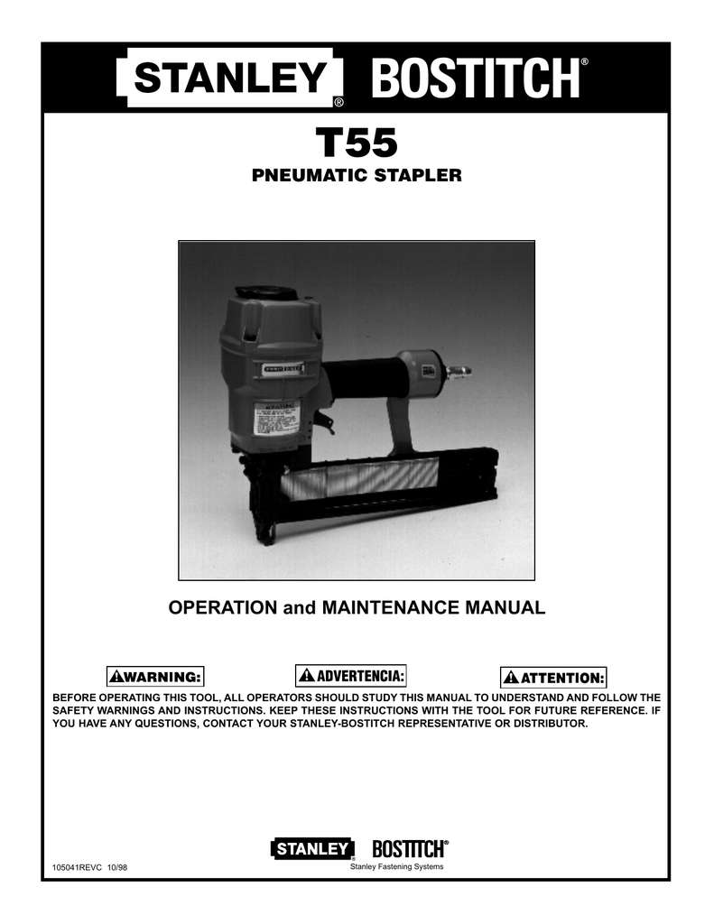 Bostitch T55 User manual Manualzz