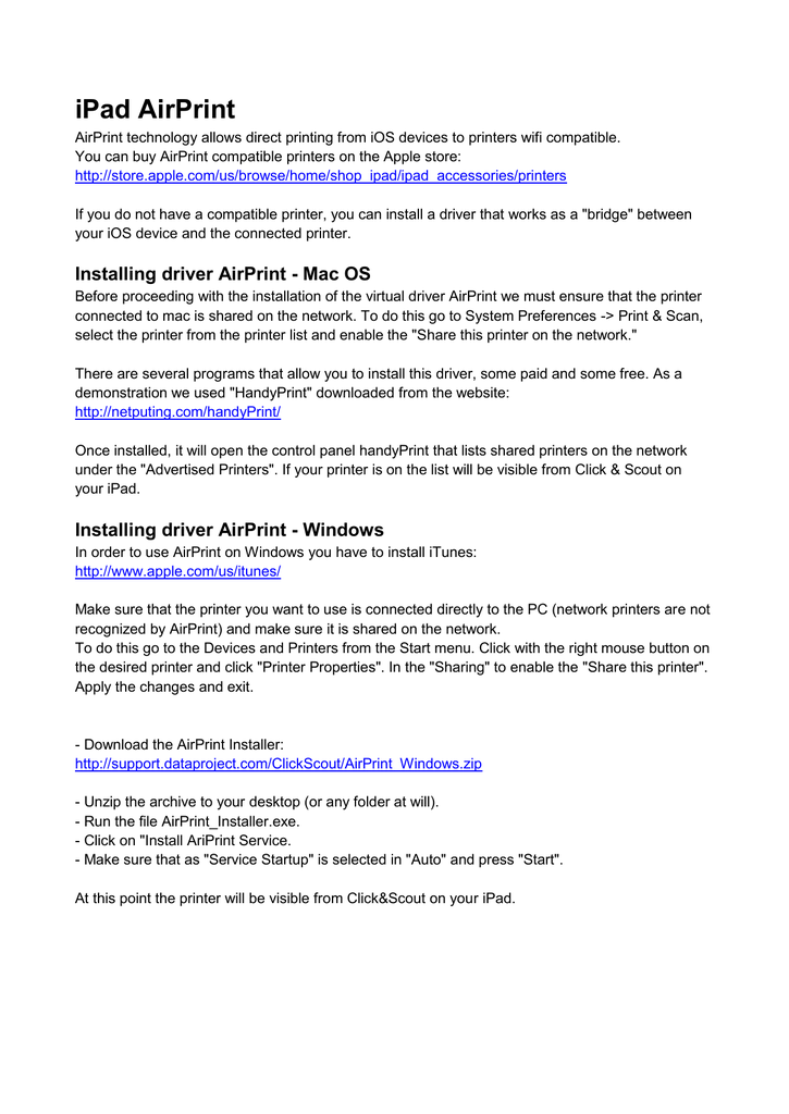 print from ipad to windows shared printer