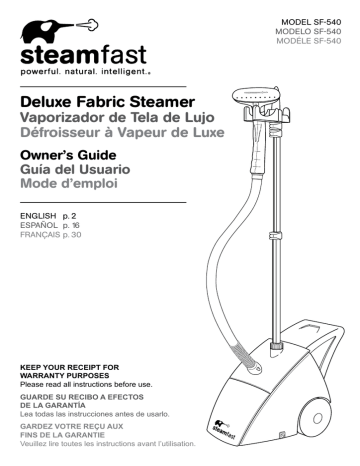 Steamfast SF-540 Deluxe Fabric Steamer Owner's Manual | Manualzz