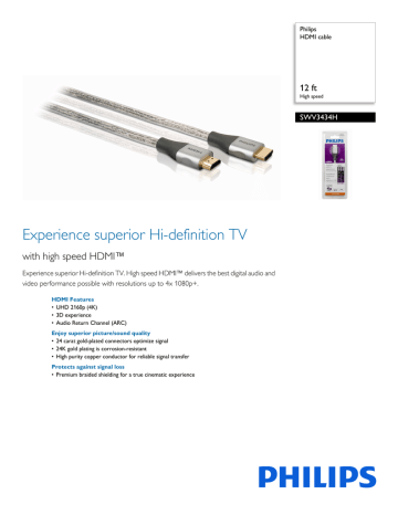 SWV3434H/37 Philips HDMI cable | Manualzz