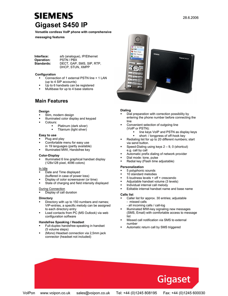 Gigaset S450 Ip Manualzz