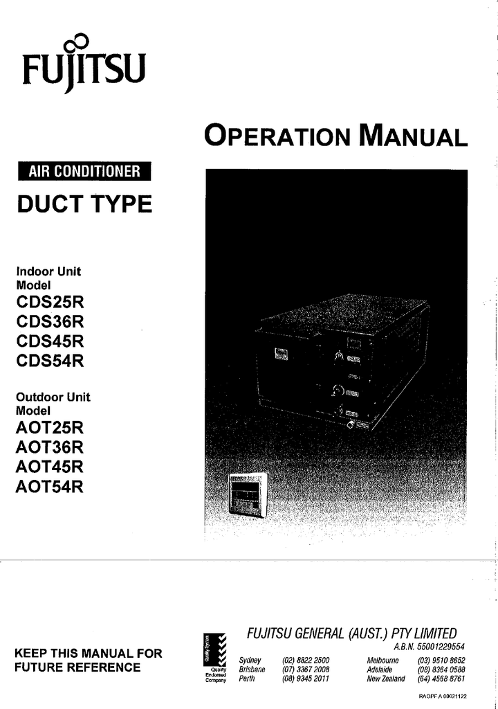 fujitsu ducted heat pump manual