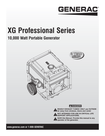 Generac 5802 XG 12500-Watt Gasoline Portable Generator Operating Guide | Manualzz