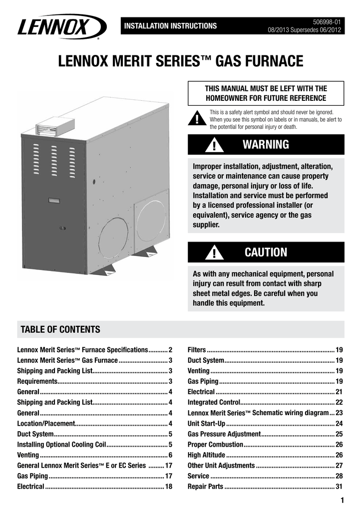 Lennox Merit Series Installation Instructions Manual Manualzz