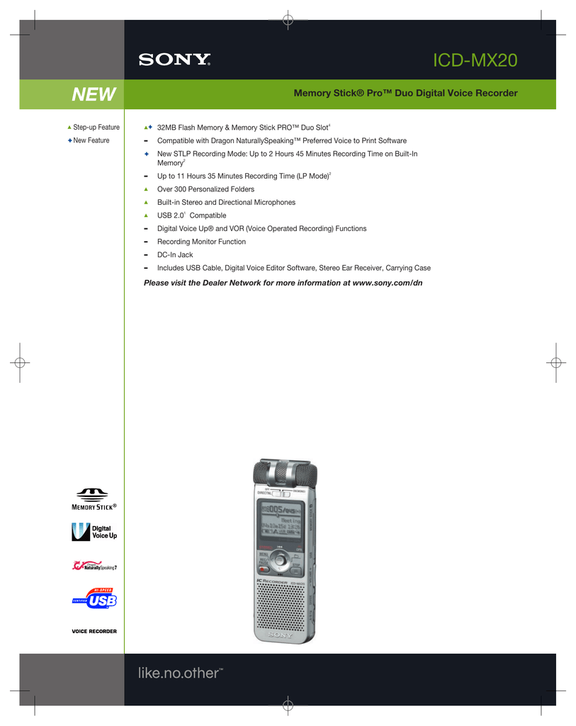 Sony Ic Recorder Icd-sx68 User Manual