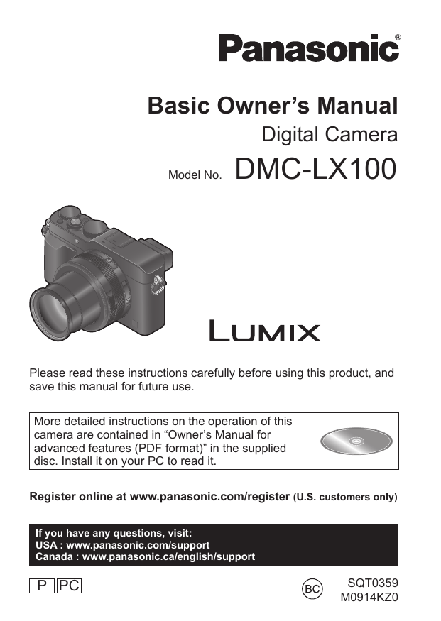 Panasonic Dmc-lx100 Digital Camera User Manual 