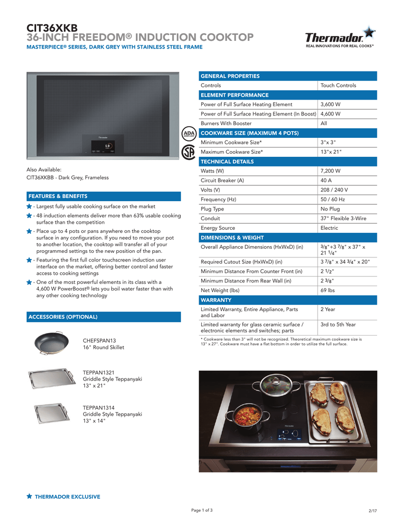 Cit36xkb 36 Inch Freedom Induction Cooktop Manualzz Com