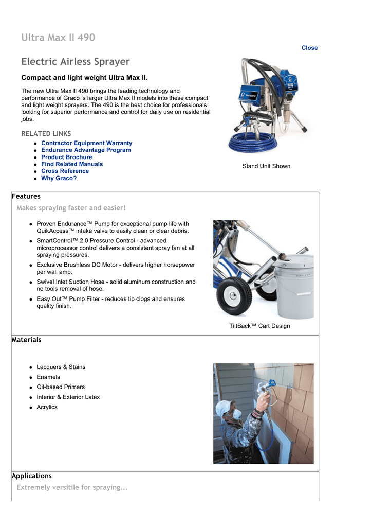 graco airless paint sprayer ultra max ii 490