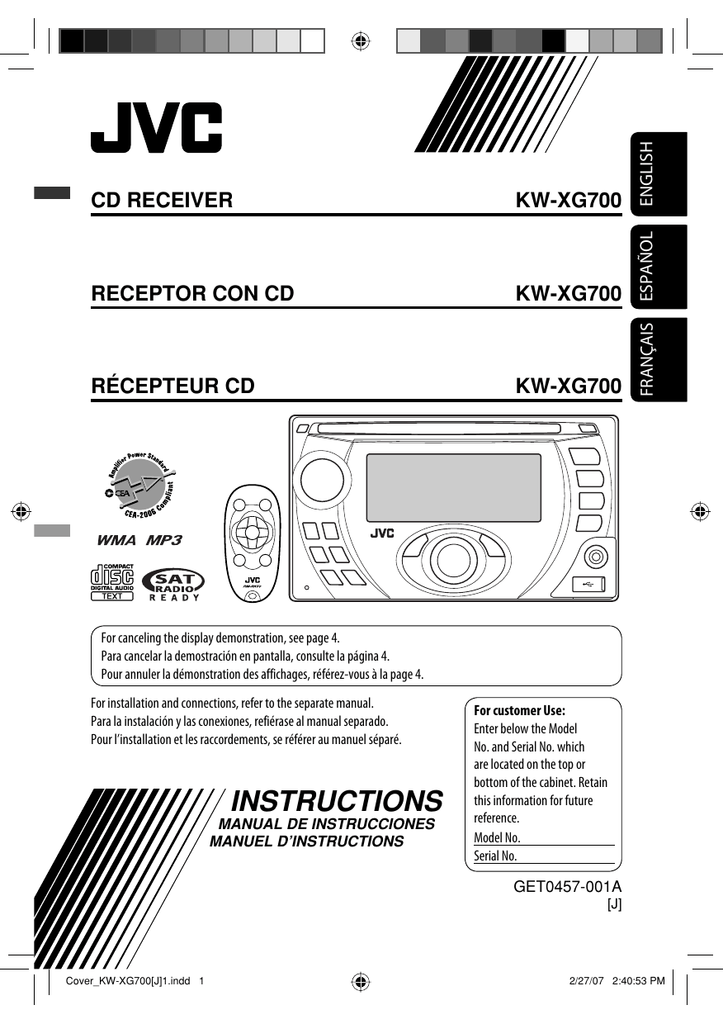 JVC KW-XG700 Car Stereo System User manual | Manualzz