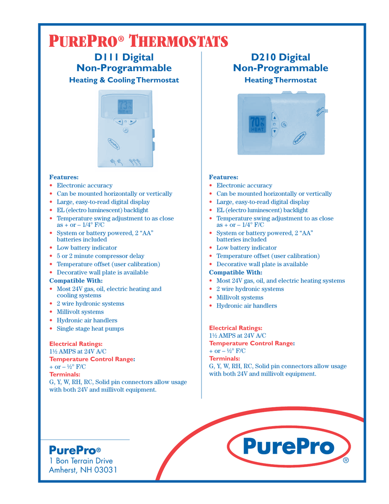 Purepro Thermostats Manualzz Com