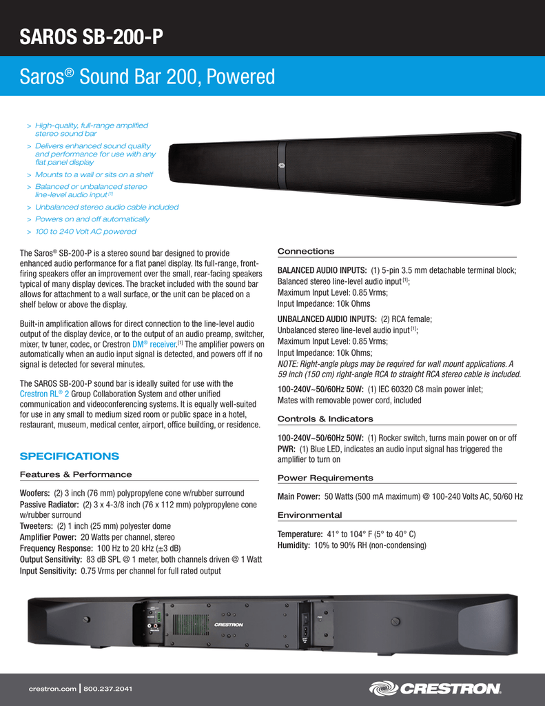 crestron sound bar