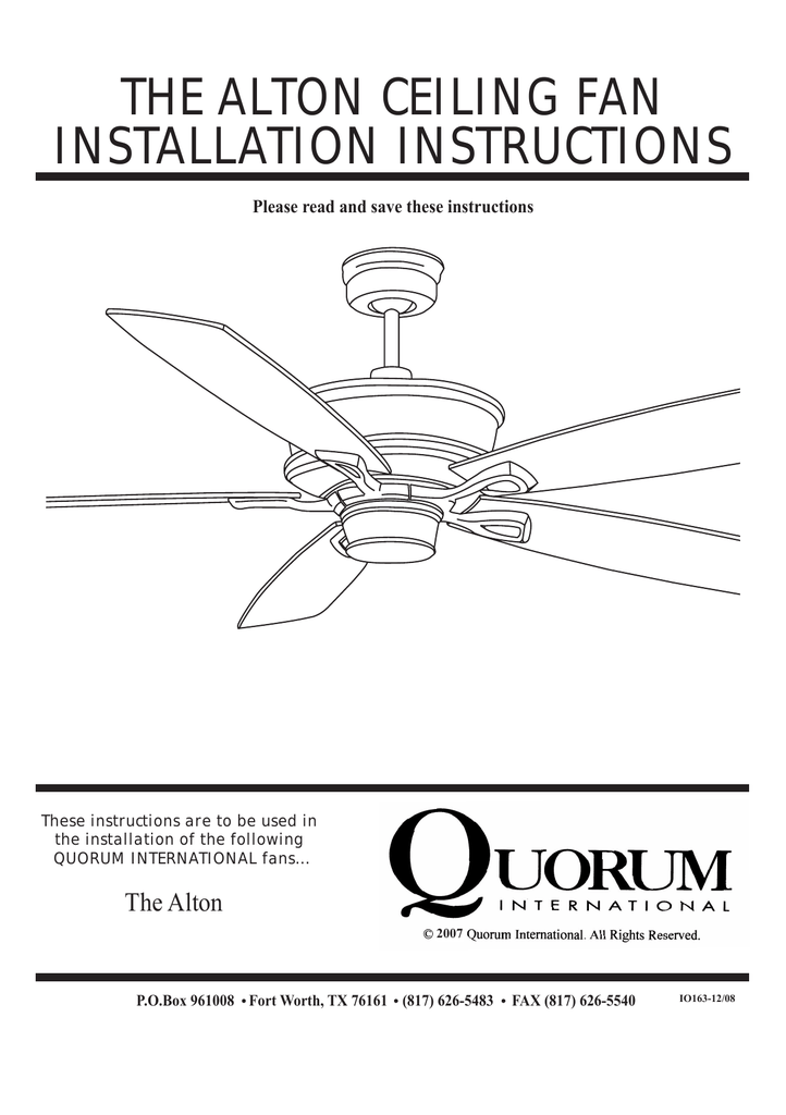 The Alton Ceiling Fan Installation Instructions Manualzz Com