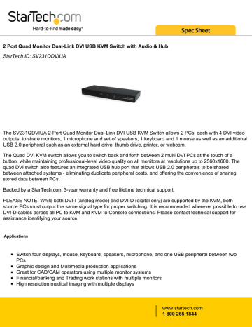 2 Port Quad Monitor Dual-Link DVI USB KVM Switch with Audio | Manualzz