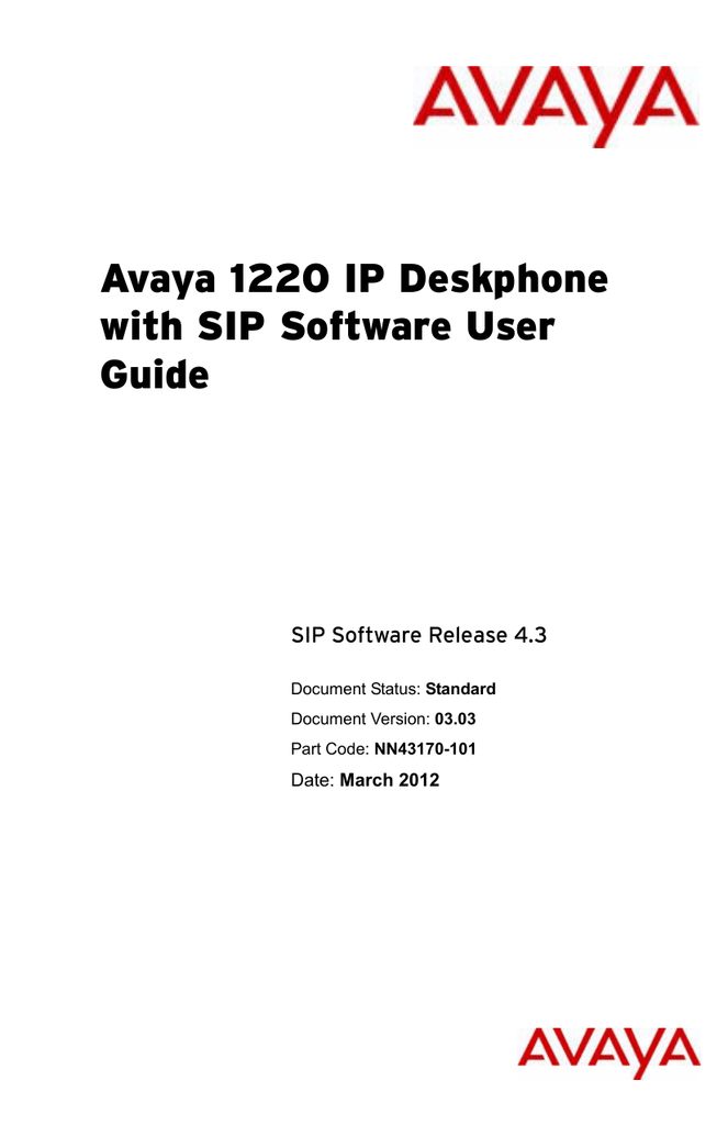 Avaya 1220 IP Deskphone with SIP Software User Guide | Manualzz