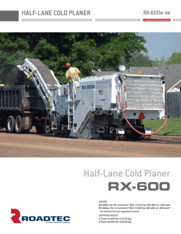 Roadtec RX-600e/ex Half-Lane Cold Planer Brochure | Manualzz