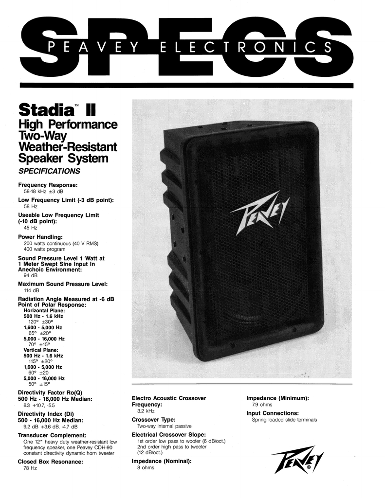 Peavey stadia ii speakers Clearance