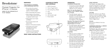 Brookstone Pocket Projector for iPhone 4 Device User manual Manualzz