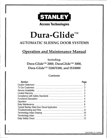 Dura Glide Manuals Access Manualzz, Stanley Automatic Sliding Door Not Closing