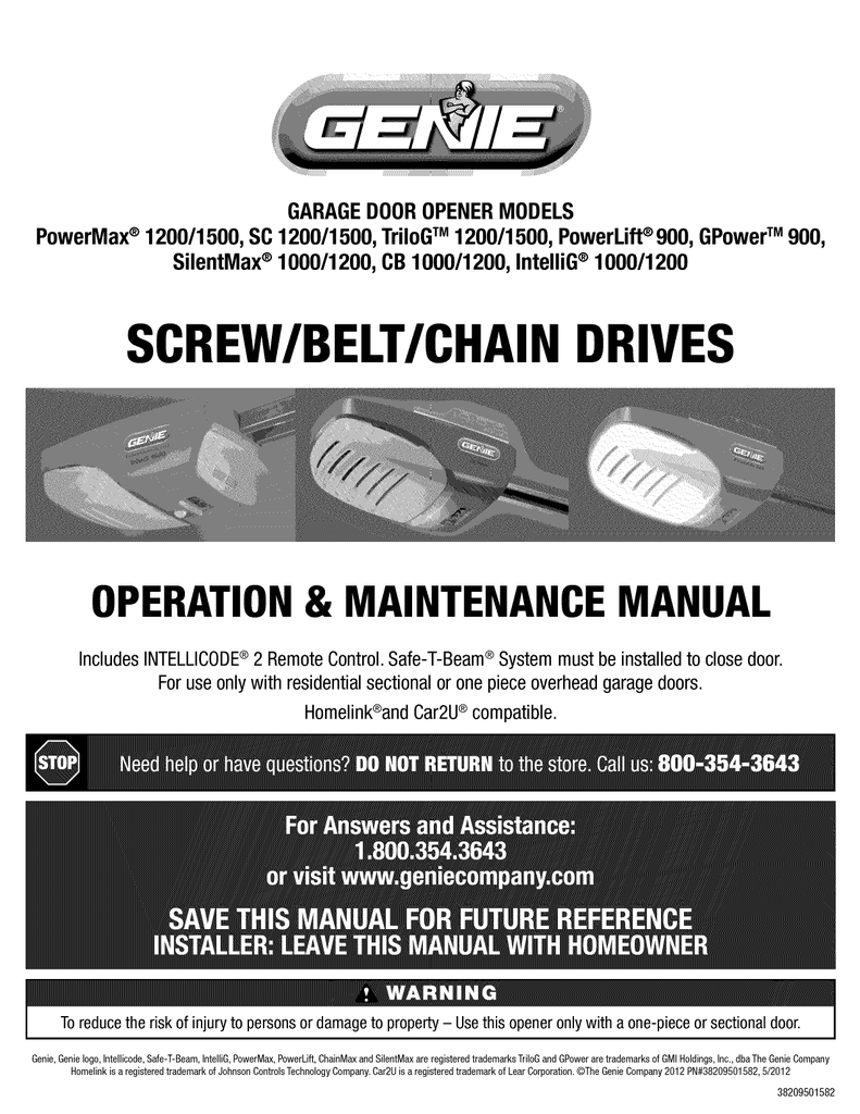 Genie Silentmax 1000 Garage Door Opener Owner S Manual Dandk Organizer