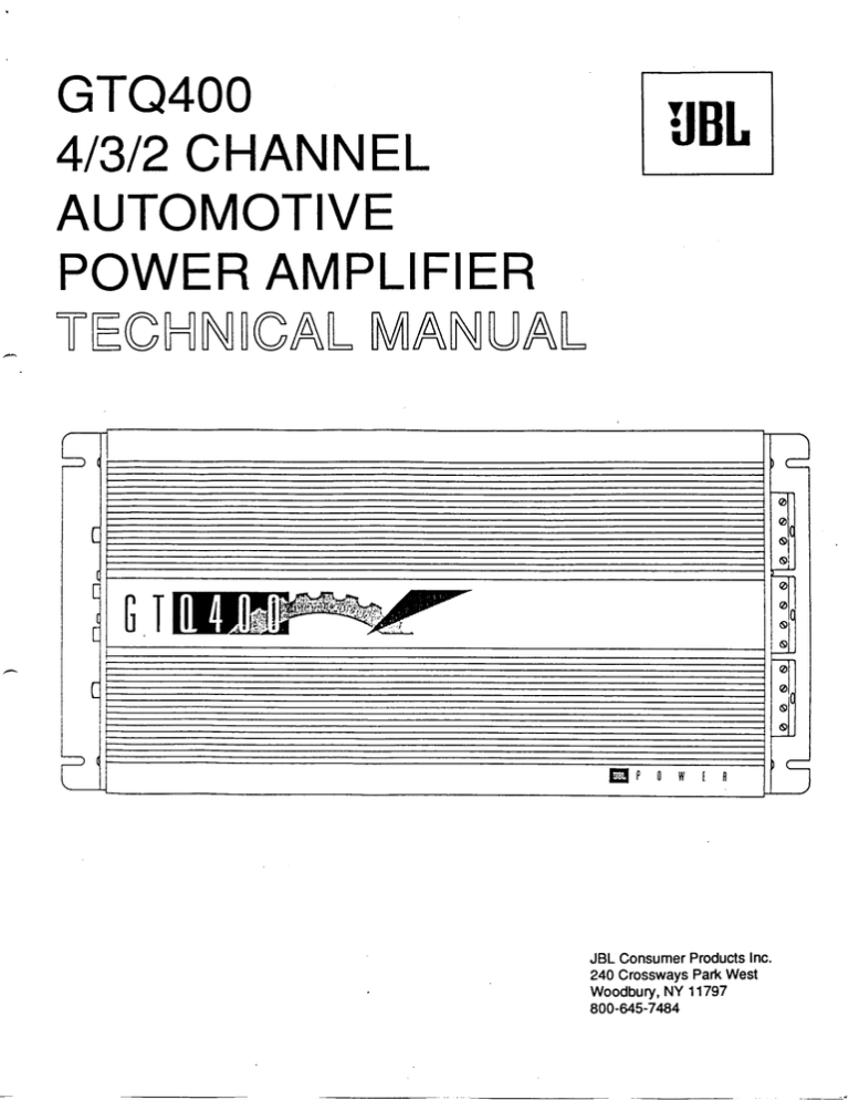 Jbl Gtq 400 Power Amplifier Manualzz